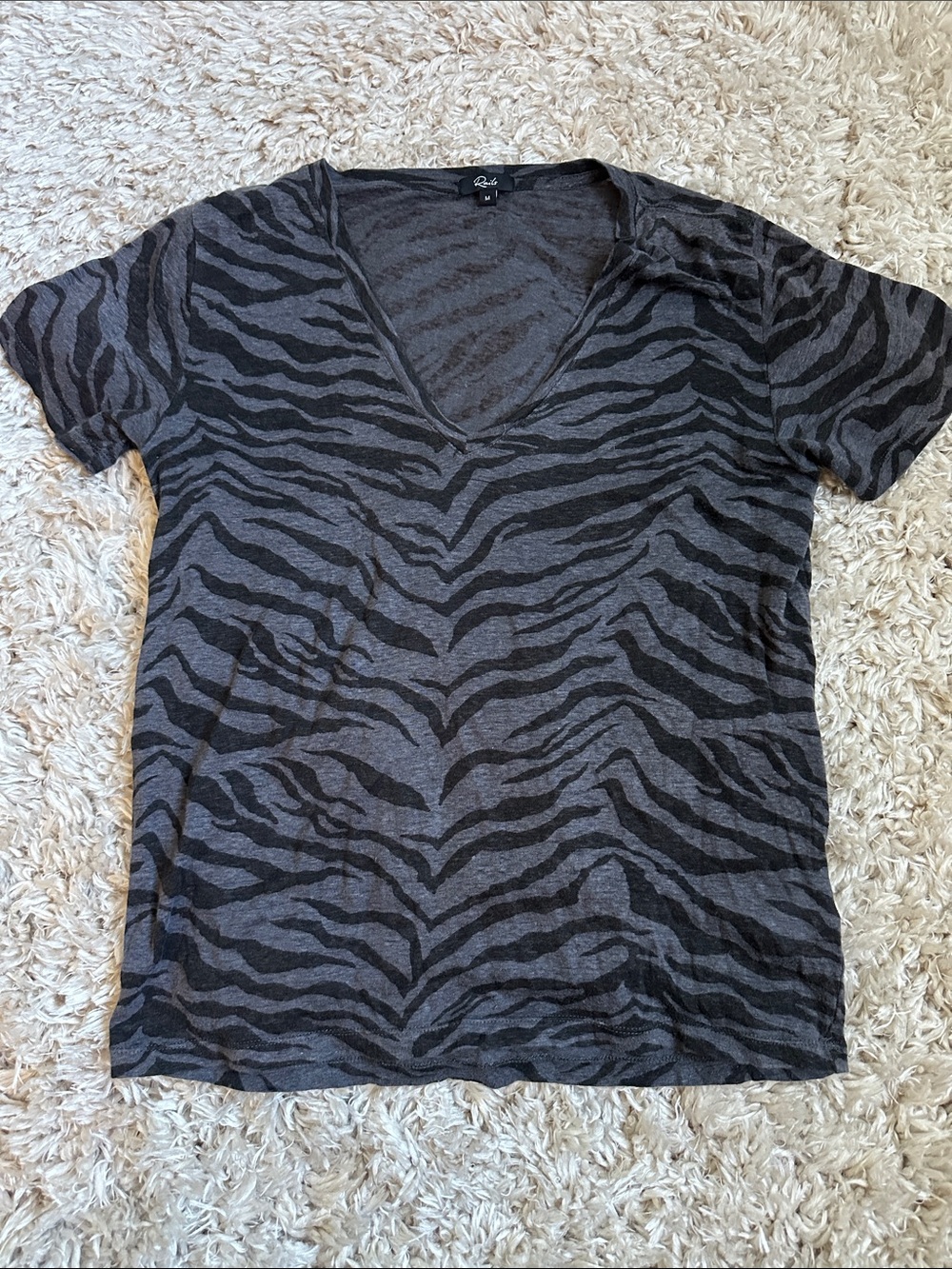 Rails Black & Charcoal Zebra V-Neck Short Sleeve Tee